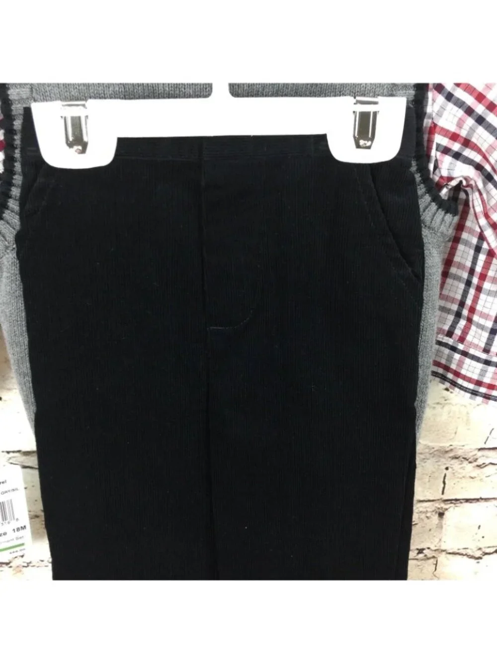 Good Lad Boys Outfit 18 M Sweater Vest Pant Toddler Black Red Gray 3 Pc